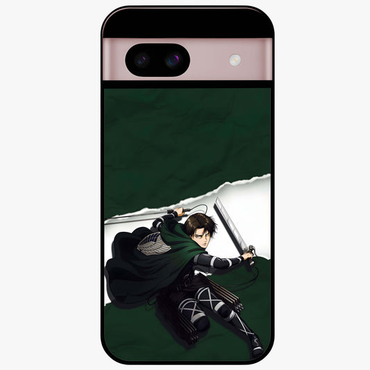 Emerald War Vanguard Glass Case showing flat back view with powerful warrior themed artwork and glossy glass finish.
