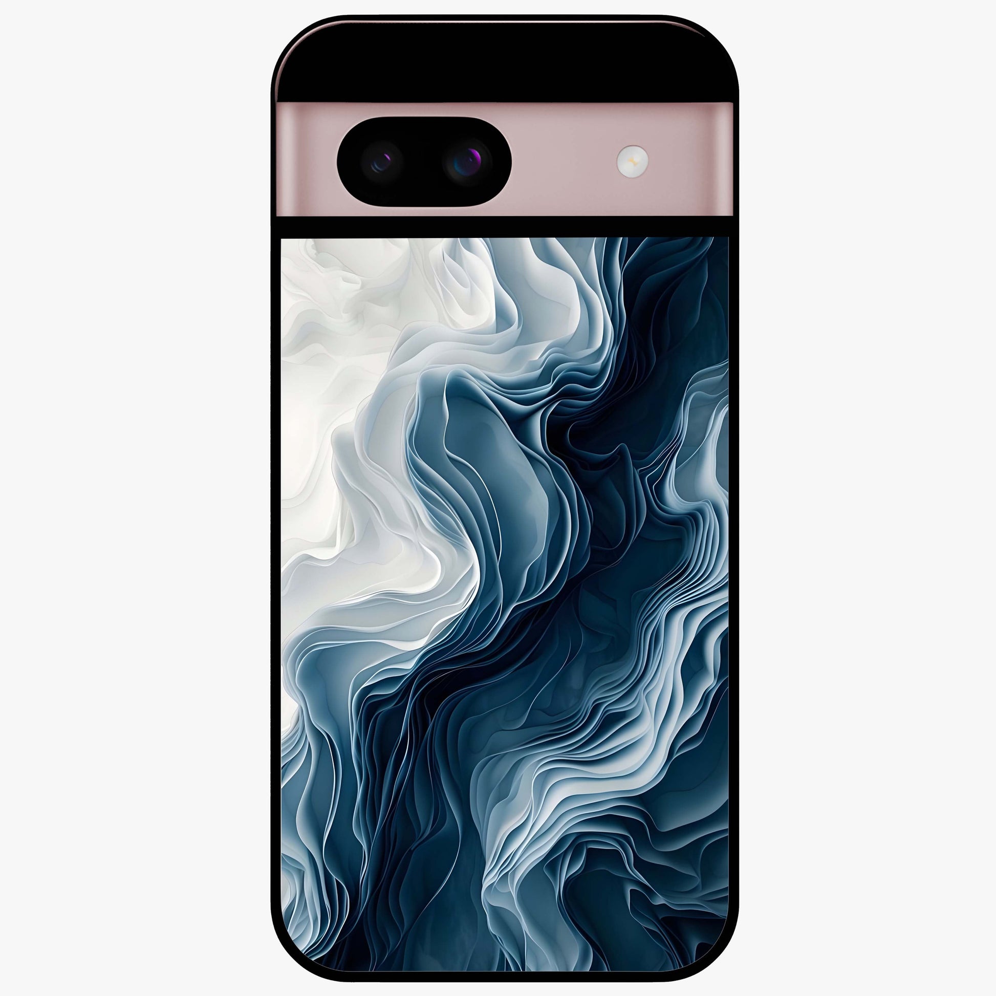 Ethereal Paper Marble Glass Case showing flat back view with soft marble paper texture artwork and glossy glass finish.