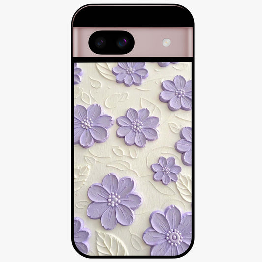 Floral Wall Art With Purple Flowers Glass Case showing flat back view with purple flower artwork and glossy glass finish.