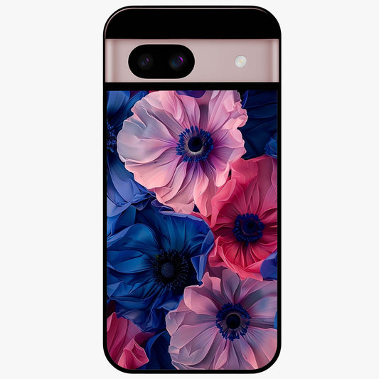 Flower Paper Art Pattern Glass Case showing flat back view with paper cut style floral artwork and glossy glass finish.