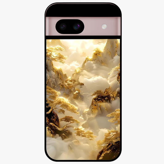 Gates Of Illumination Glass Case showing flat back view with mystical illuminated gate artwork and glossy glass finish.