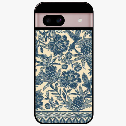 Heirloom Wild Bloom Glass Case showing flat back view with vintage inspired wild flower artwork and glossy glass finish.
