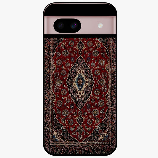 Heritage Carpet Royale Glass Case showing flat back view with ornate Persian carpet inspired pattern and glossy glass finish.