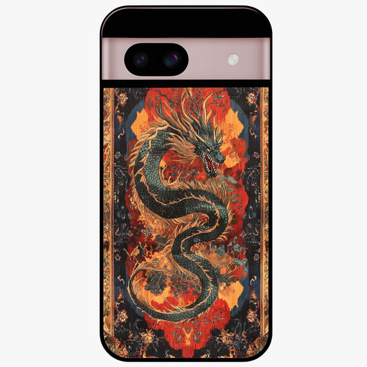 Inferno Dragon Soul Glass Case showing flat back view with fiery dragon artwork and glossy glass finish.