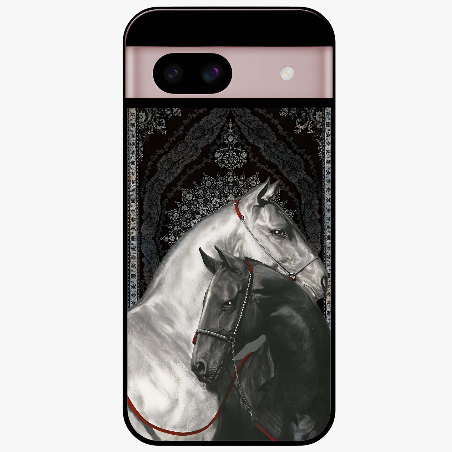 Majestic Ride Legacy Glass Case showing flat back view with powerful automotive inspired artwork and glossy glass finish.