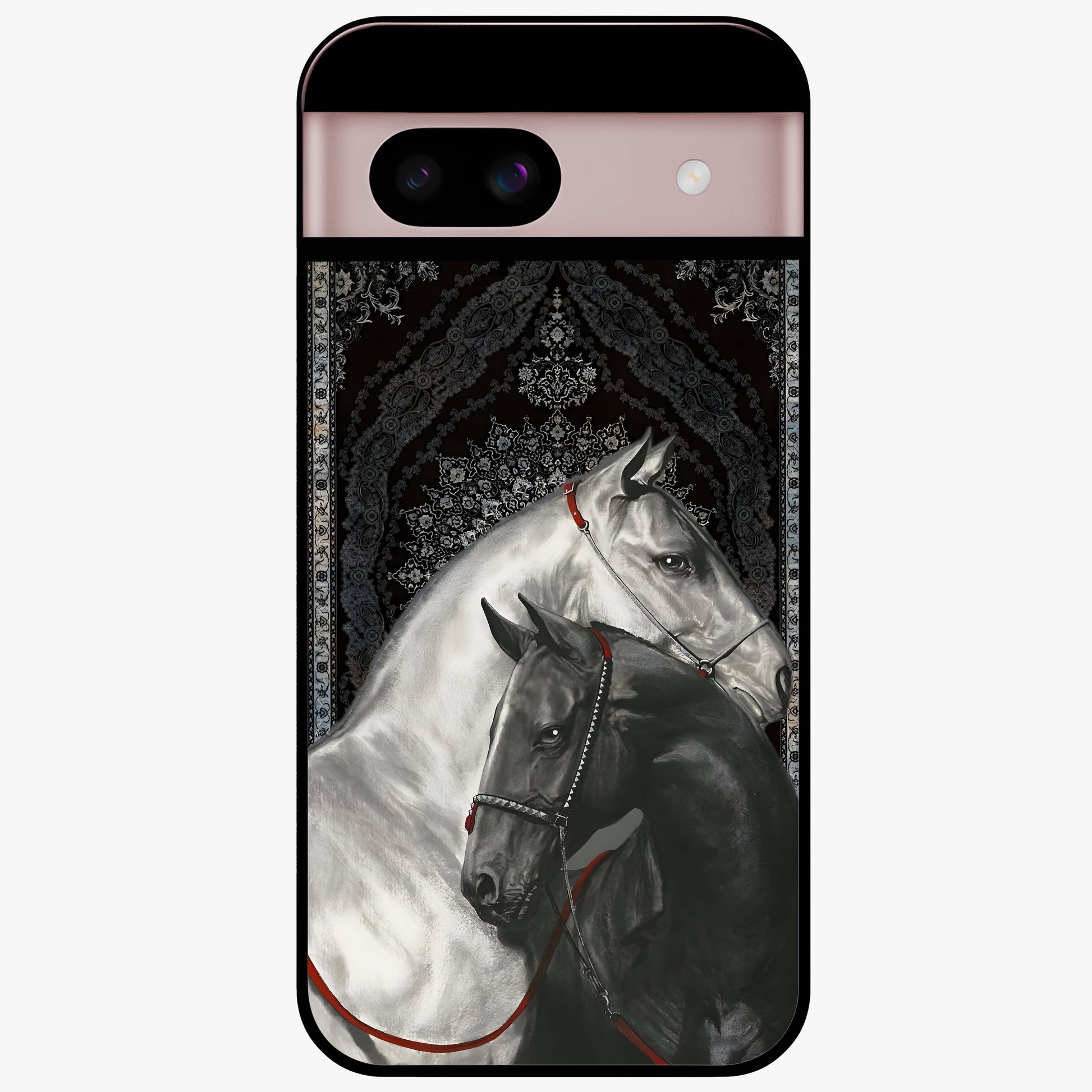 Majestic Ride Legacy Glass Case showing flat back view with powerful automotive inspired artwork and glossy glass finish.