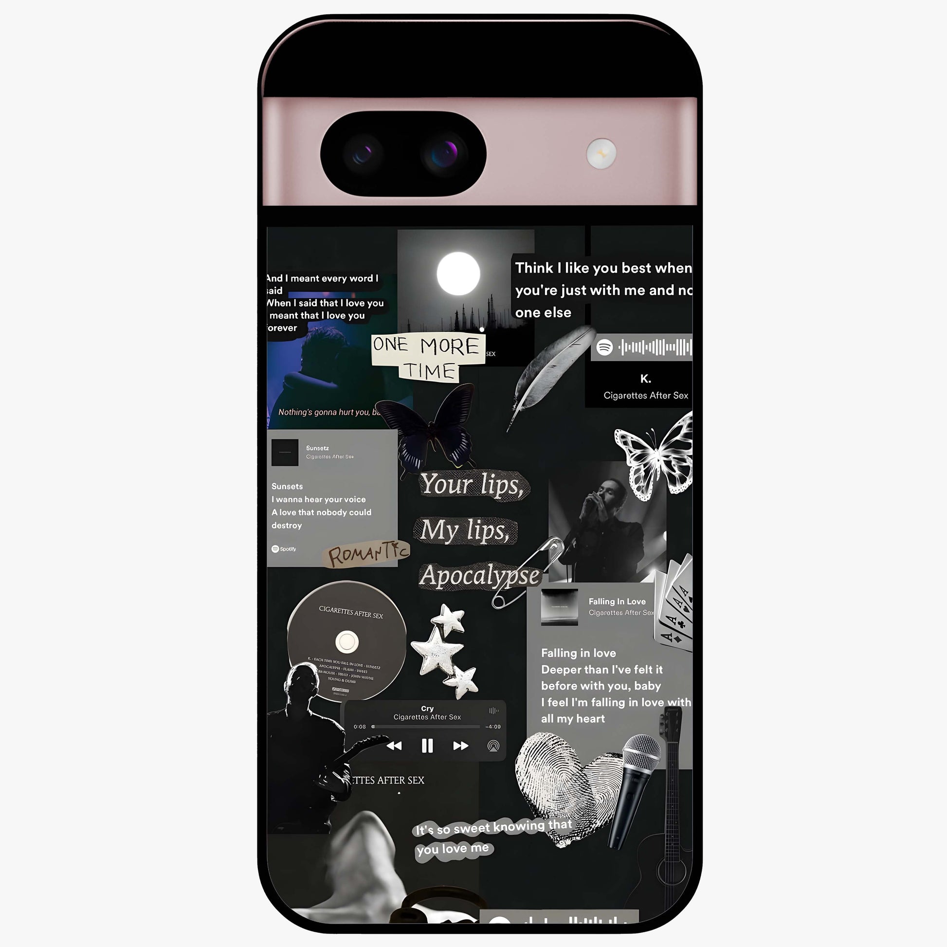 Midnight Love Echo Glass Case showing flat back view with romantic midnight themed artwork and glossy glass finish.