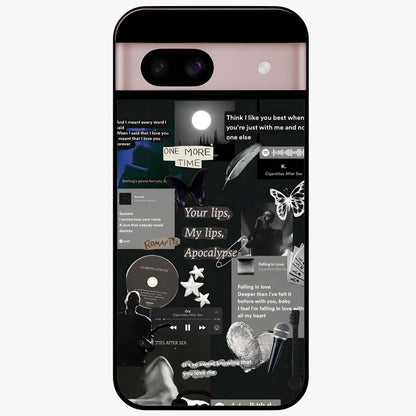 Midnight Love Echo Glass Case showing flat back view with romantic midnight themed artwork and glossy glass finish.