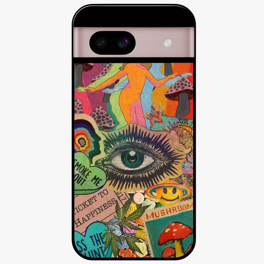 Mystic Eye Wonderland Glass Case showing flat back view with mystical eye themed artwork and glossy glass finish.