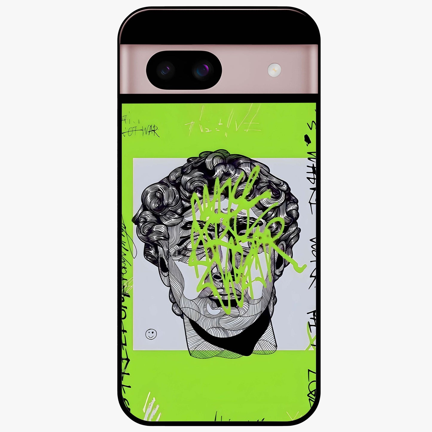 Neo Graffiti Rebellion Glass Case showing flat back view with vibrant graffiti artwork and glossy glass finish.