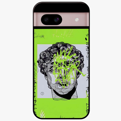 Neo Graffiti Rebellion Glass Case showing flat back view with vibrant graffiti artwork and glossy glass finish.