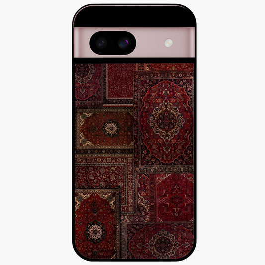 Persian Velvet Tale Glass Case showing flat back view with luxurious Persian velvet pattern artwork and glossy glass finish.