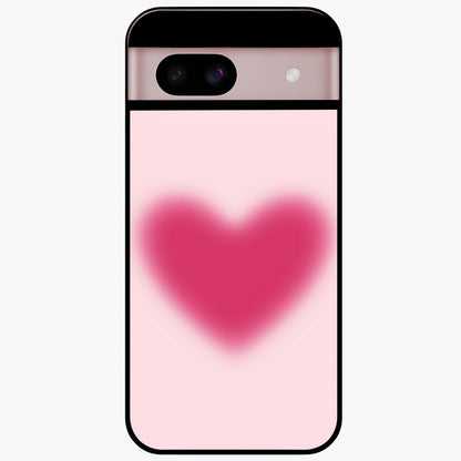 Pink Aura Heart Glass Case showing flat back view with glowing heart artwork and glossy glass finish.