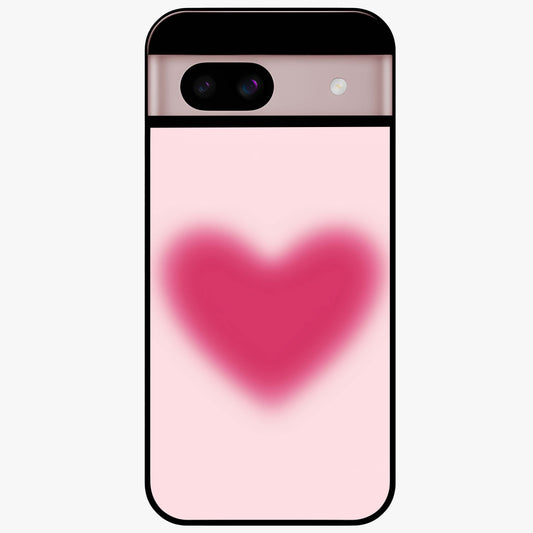Pink Aura Heart Glass Case showing flat back view with glowing heart artwork and glossy glass finish.