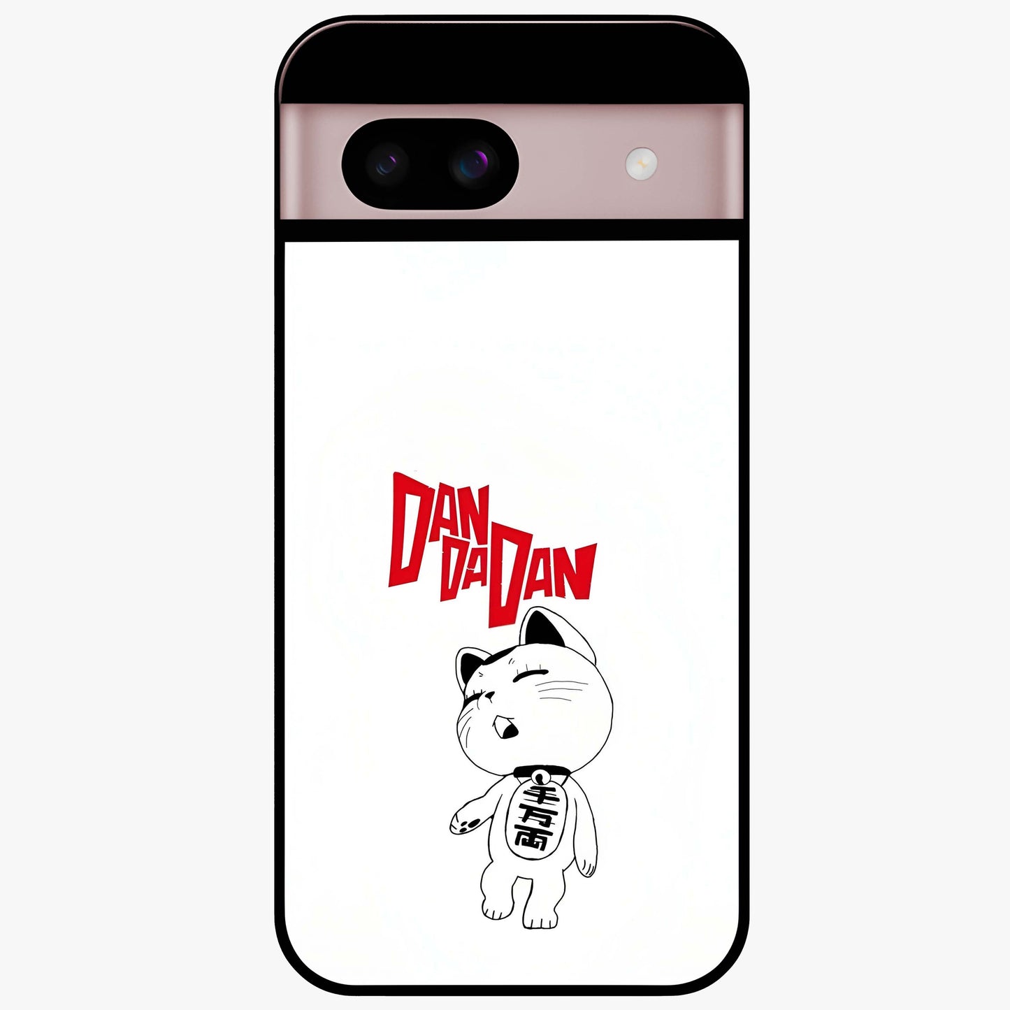 Playful Spirit Charm Glass Case showing flat back view with cheerful charm themed artwork and glossy glass finish.