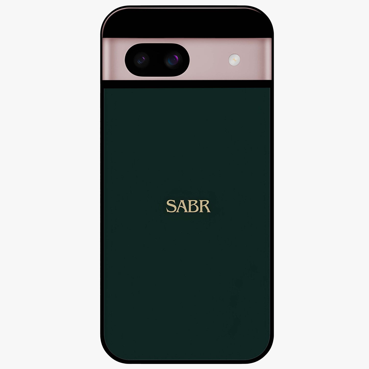 Sabr Minimal Patience Glass Case showing flat back view with minimalist typography artwork and glossy glass finish.