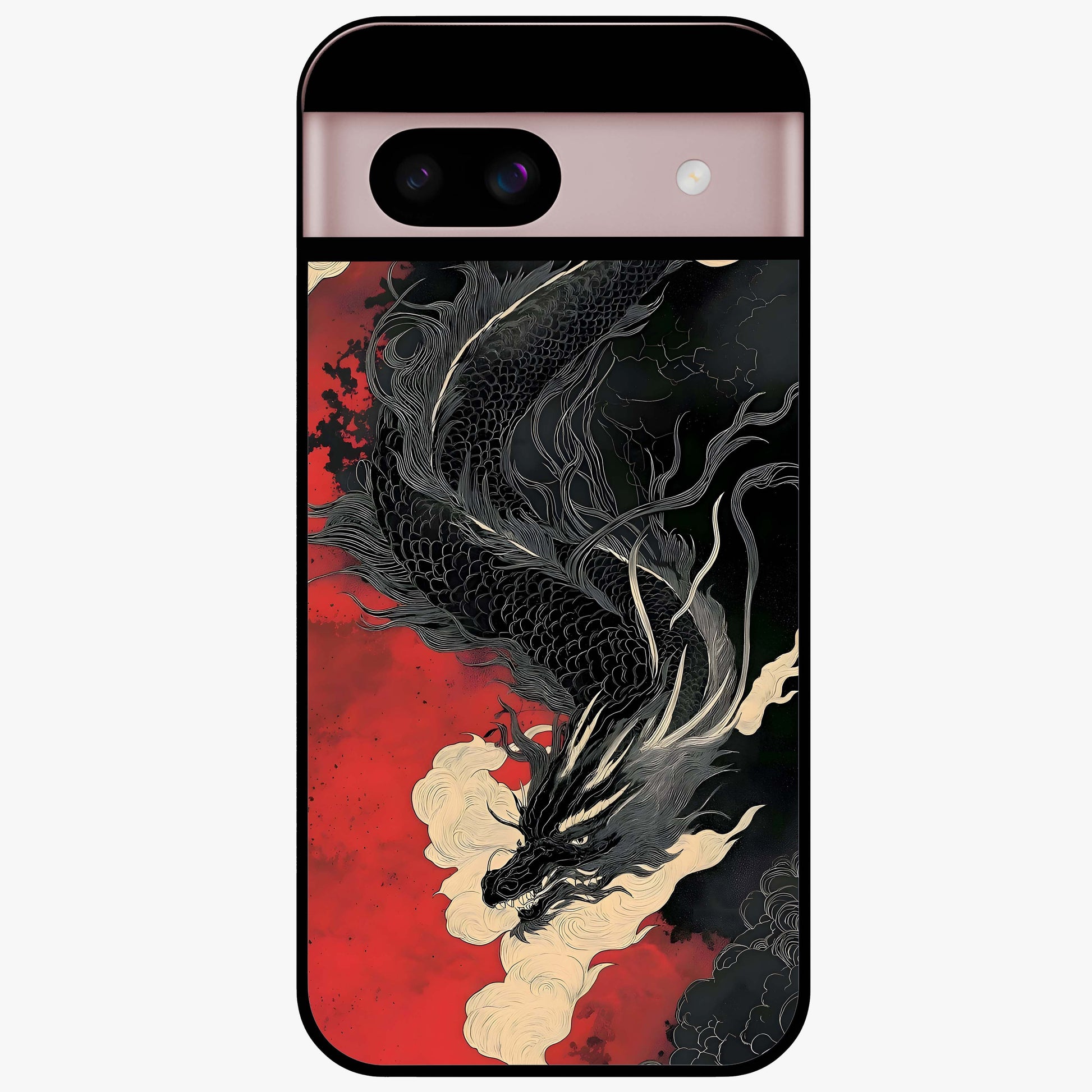 Shadow Dragon Fury Glass Case showing flat back view with fierce dragon artwork and glossy glass finish.
