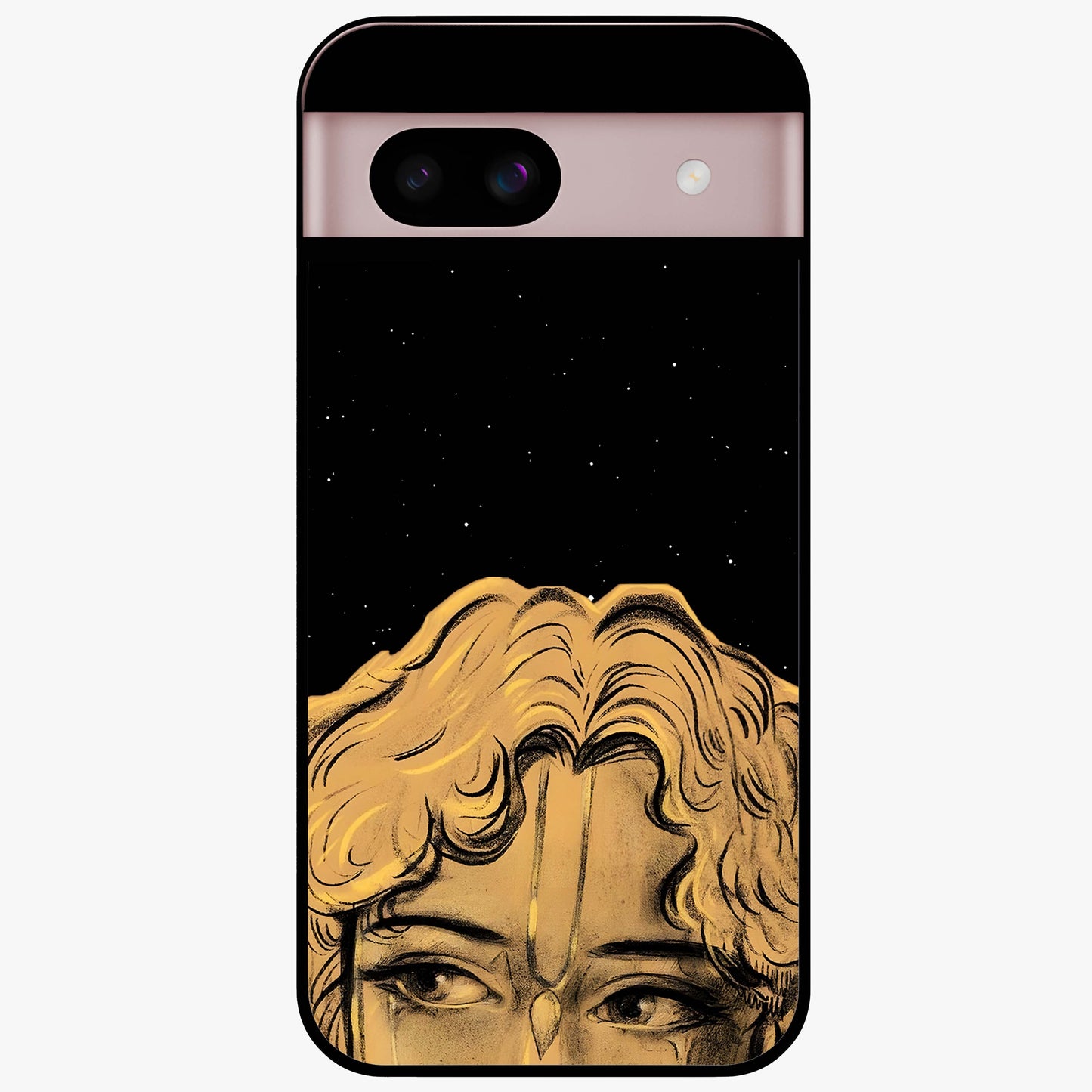 Shri Krishna Art Glass Case showing flat back view with devotional Krishna artwork and glossy glass finish.