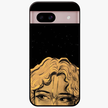 Shri Krishna Art Glass Case showing flat back view with devotional Krishna artwork and glossy glass finish.