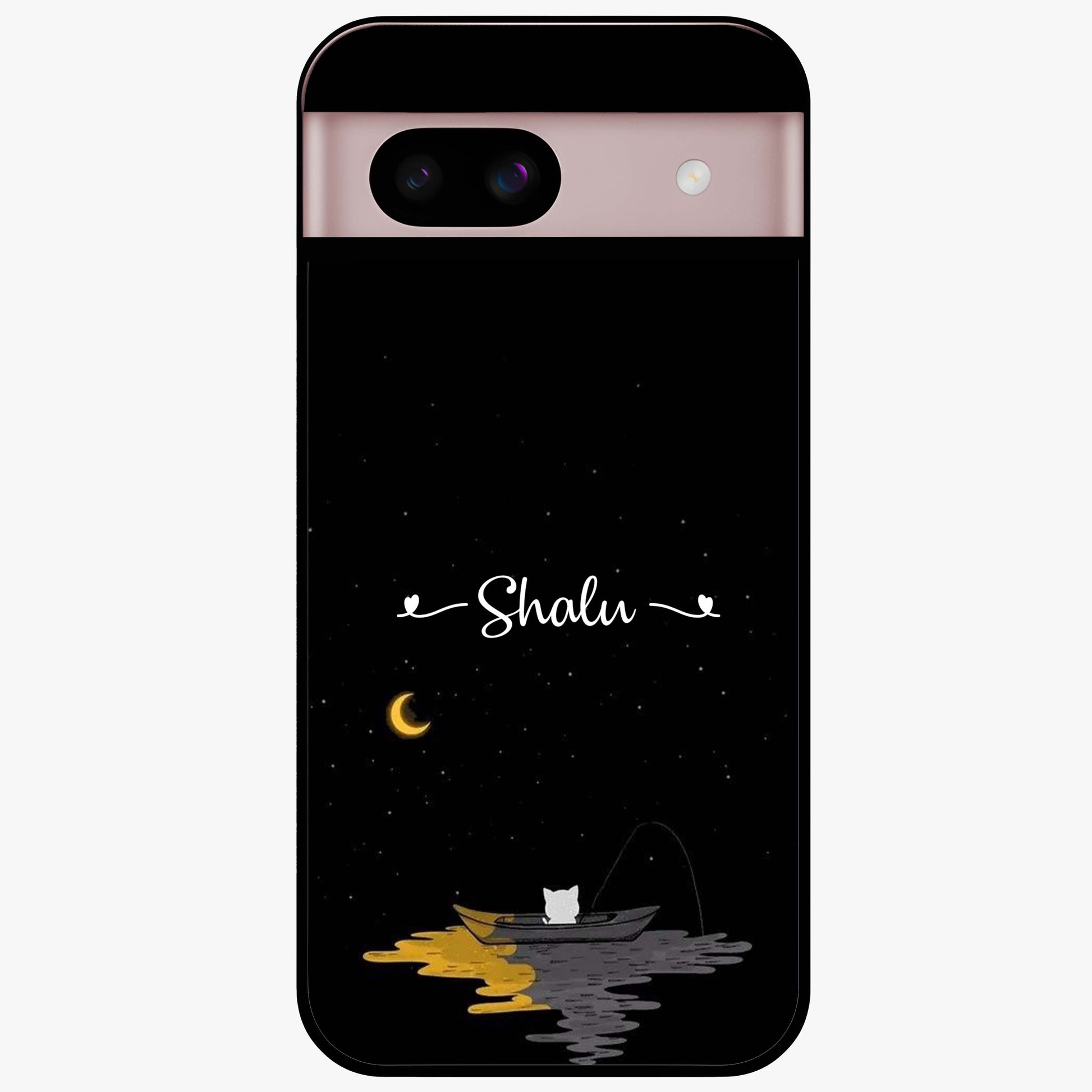 Silent Night Row Glass Case showing flat back view with calm night themed artwork and glossy glass finish.
