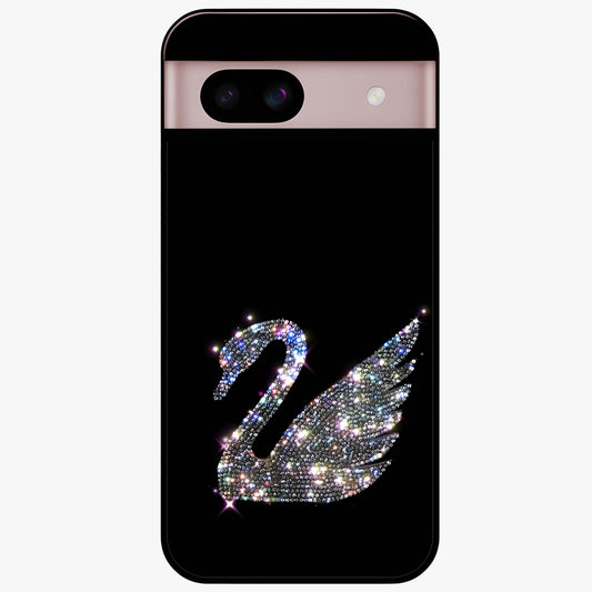 Starlit Swan Grace Glass Case showing flat back view with graceful swan artwork under starry sky and glossy glass finish.