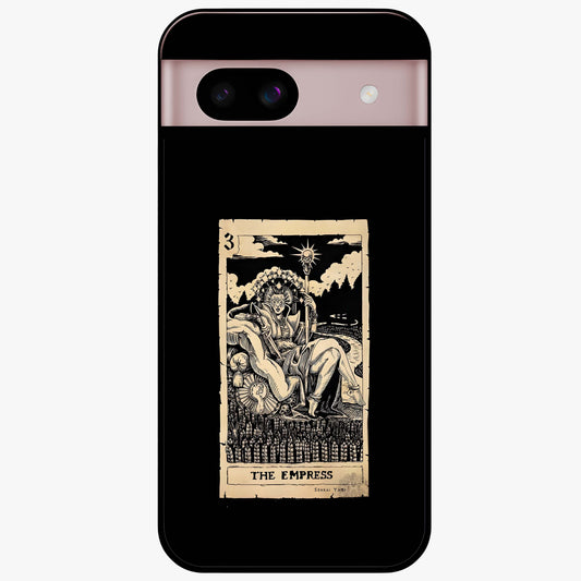 The Empress Glass Case showing flat back view with regal feminine artwork and glossy glass finish.