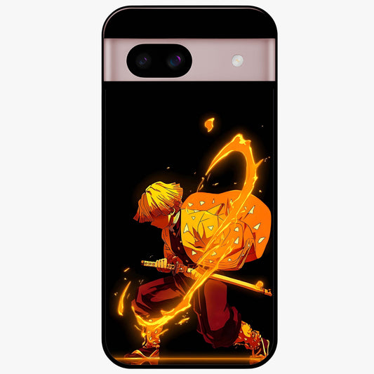 Thunder Flame Execution Glass Case showing flat back view with powerful flame and lightning artwork and glossy glass finish.