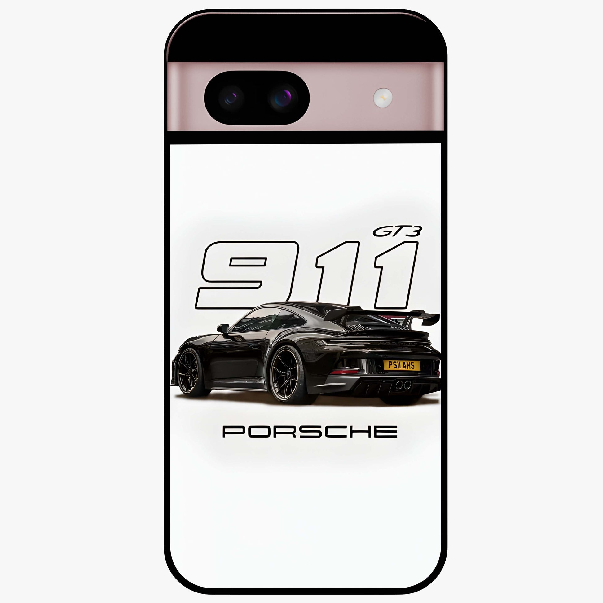 Turbo Legacy Icon Glass Case showing flat back view with iconic sports car inspired artwork and glossy glass finish.