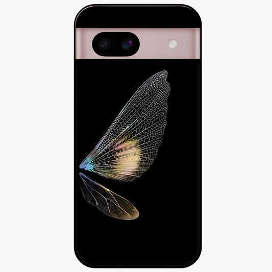 Whispers Of Wings Glass Case showing flat back view with graceful wing inspired artwork and glossy glass finish.