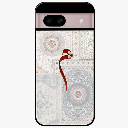 White Aesthetic Bow Glass Case showing flat back view with minimal bow artwork and glossy glass finish.