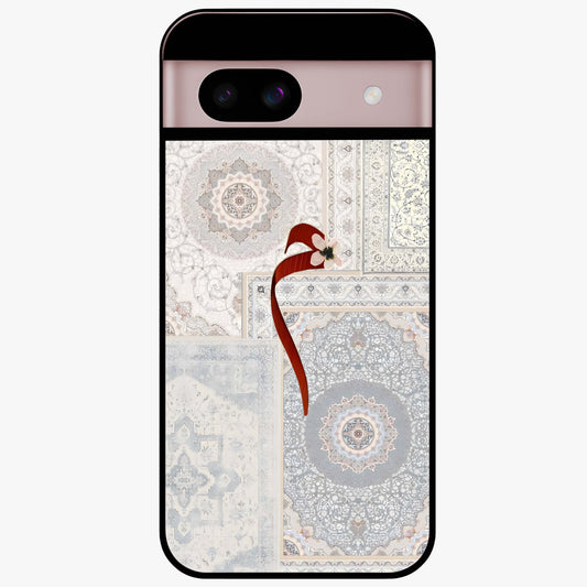 White Aesthetic Bow Glass Case showing flat back view with minimal bow artwork and glossy glass finish.
