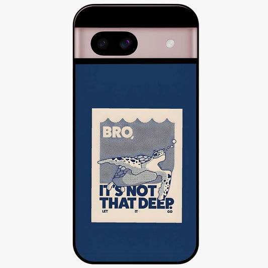 Worry Less Swim Glass Case showing flat back view with playful motivational artwork and glossy glass finish.