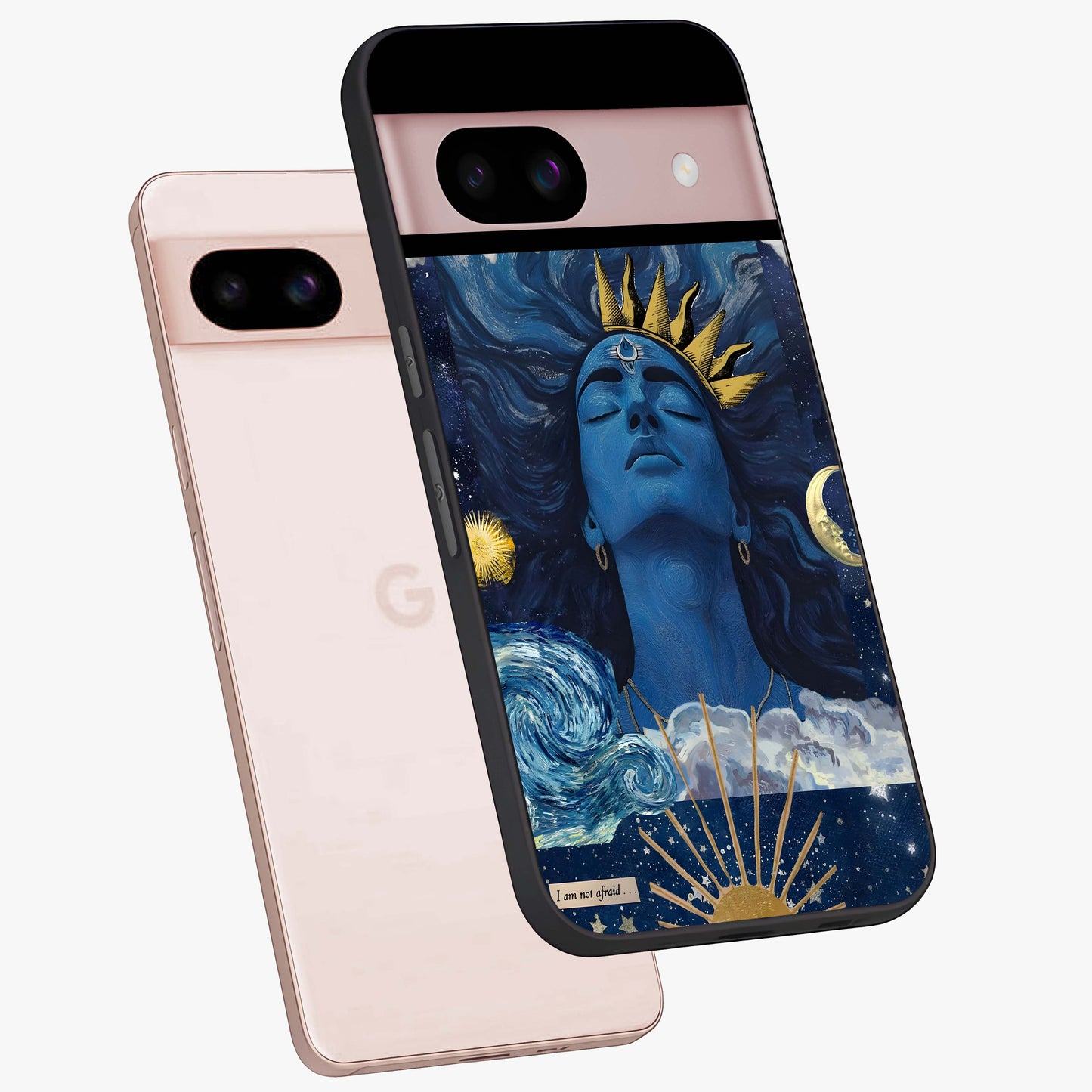 Aesthetic Lord Shiva Glass Case displayed in angled mockup highlighting spiritual Shiva illustration and sacred aesthetic design.