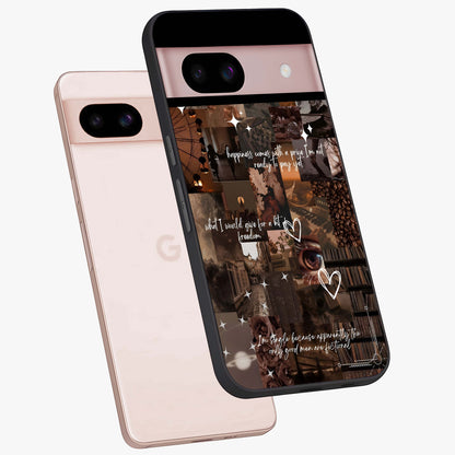 Bittersweet Aesthetic Chaos Glass Case displayed in angled mockup highlighting expressive abstract artwork and edgy aesthetic theme.