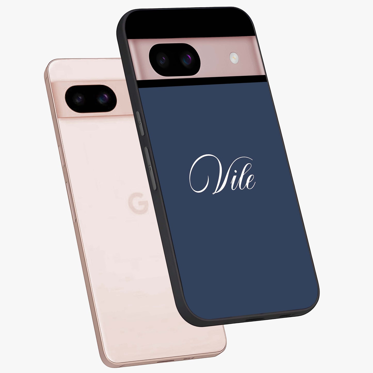 Blue Vintage Floral Pattern Glass Case showing flat back view with elegant vintage floral artwork and glossy glass finish.