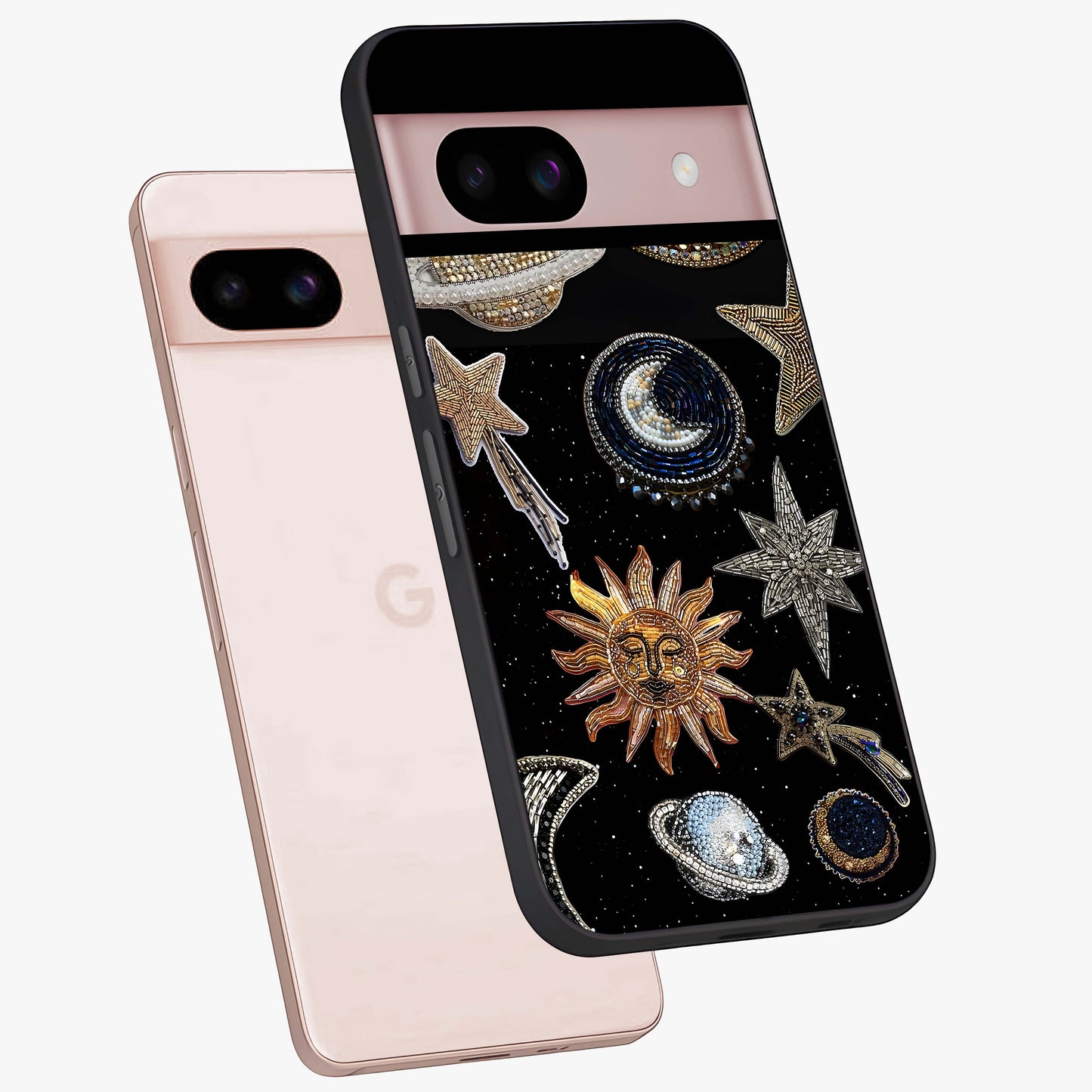 Celestial Gem Constellations Glass Case displayed in angled mockup highlighting gemstone inspired constellation design.