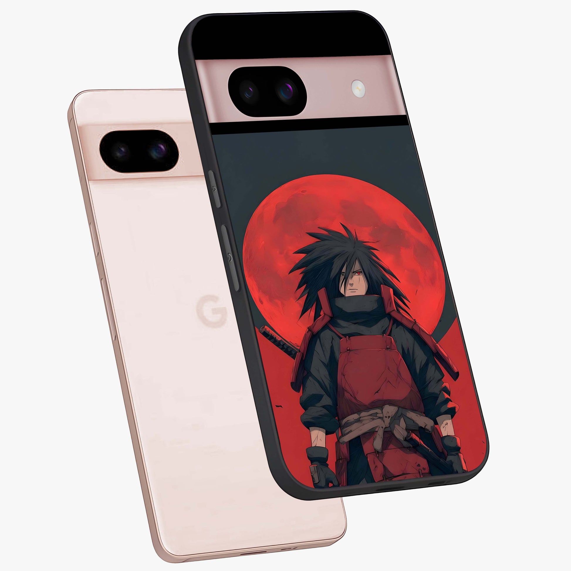 Crimson Moon Warlord Glass Case displayed in angled mockup highlighting dramatic crimson moon design with fantasy aesthetic.