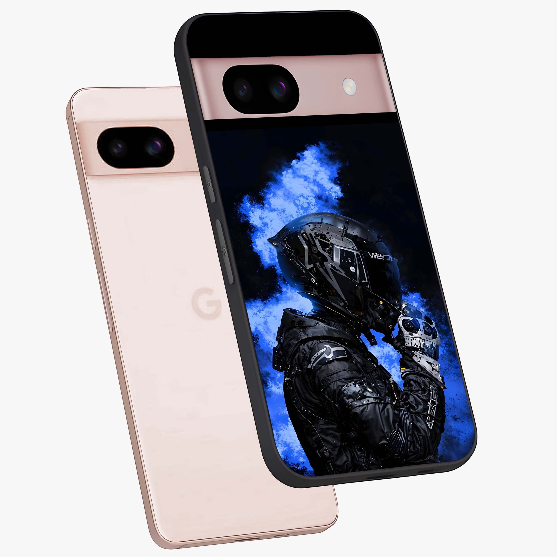 Cyber Sentinel Protocol Glass Case displayed in angled mockup highlighting digital cyber design with sci-fi aesthetic style.