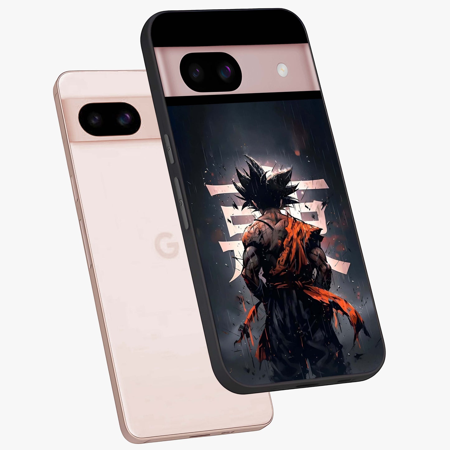 Dark Warrior In Rain Glass Case displayed in angled mockup highlighting dramatic warrior illustration with dark rain aesthetic.
