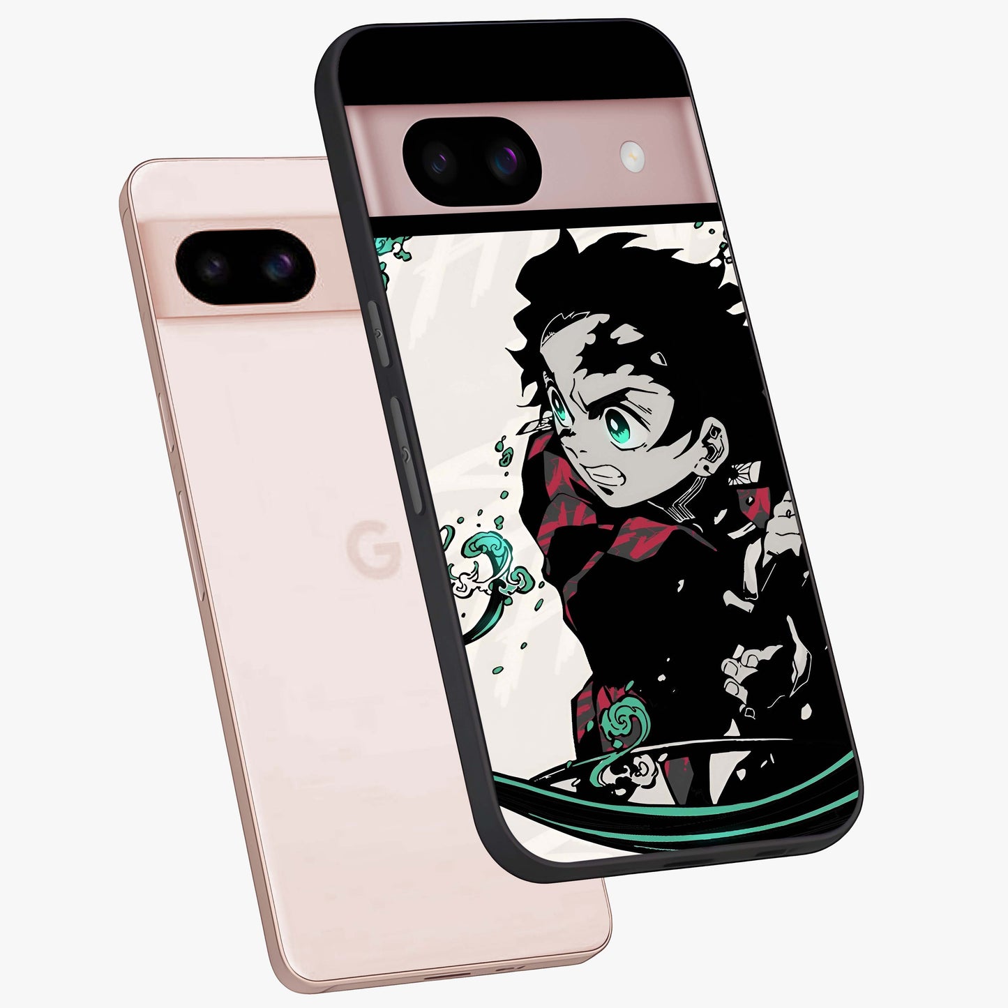 Demon Slayer Glass Case displayed in angled mockup highlighting dramatic anime character design with action aesthetic.
