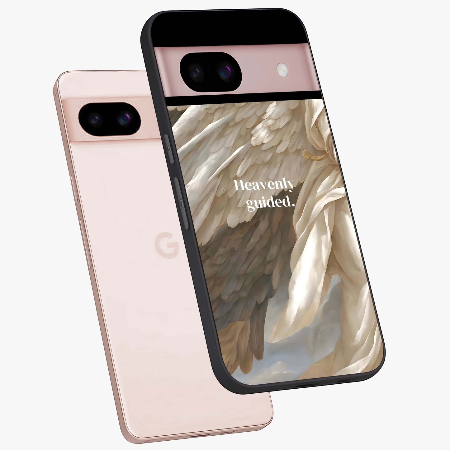 Divine Winged Grace Glass Case displayed in angled mockup highlighting graceful wing design with divine aesthetic style.
