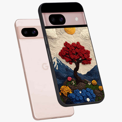 Eternal Nature Tapestry Glass Case displayed in angled mockup highlighting detailed botanical pattern with artistic aesthetic.