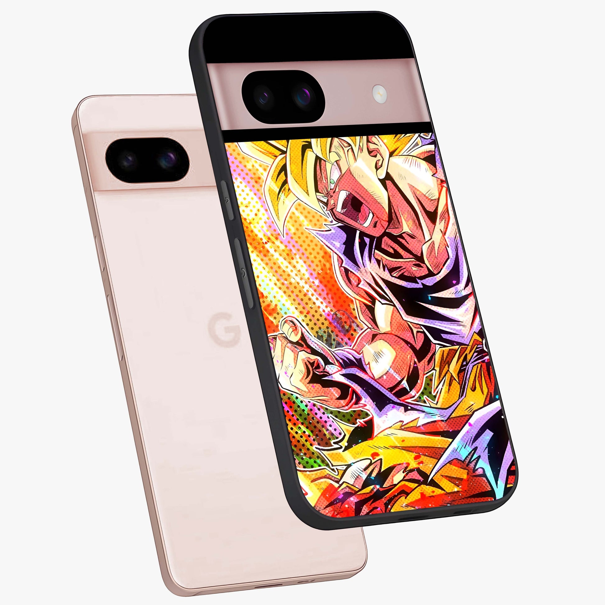 Firing Goku Glass Case displayed in angled mockup highlighting dynamic anime character design with action aesthetic.