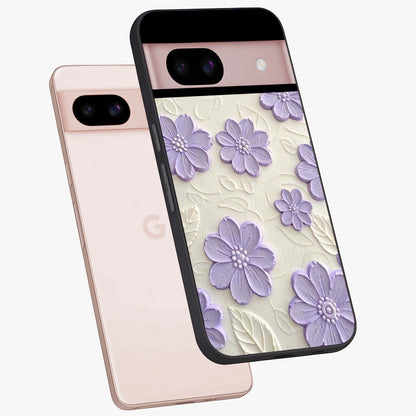 Floral Wall Art With Purple Flowers Glass Case displayed in angled mockup highlighting vibrant purple floral illustration with artistic aesthetic.