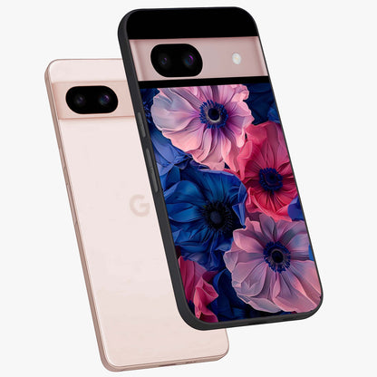 Flower Paper Art Pattern Glass Case displayed in angled mockup highlighting layered paper flower design with artistic aesthetic.