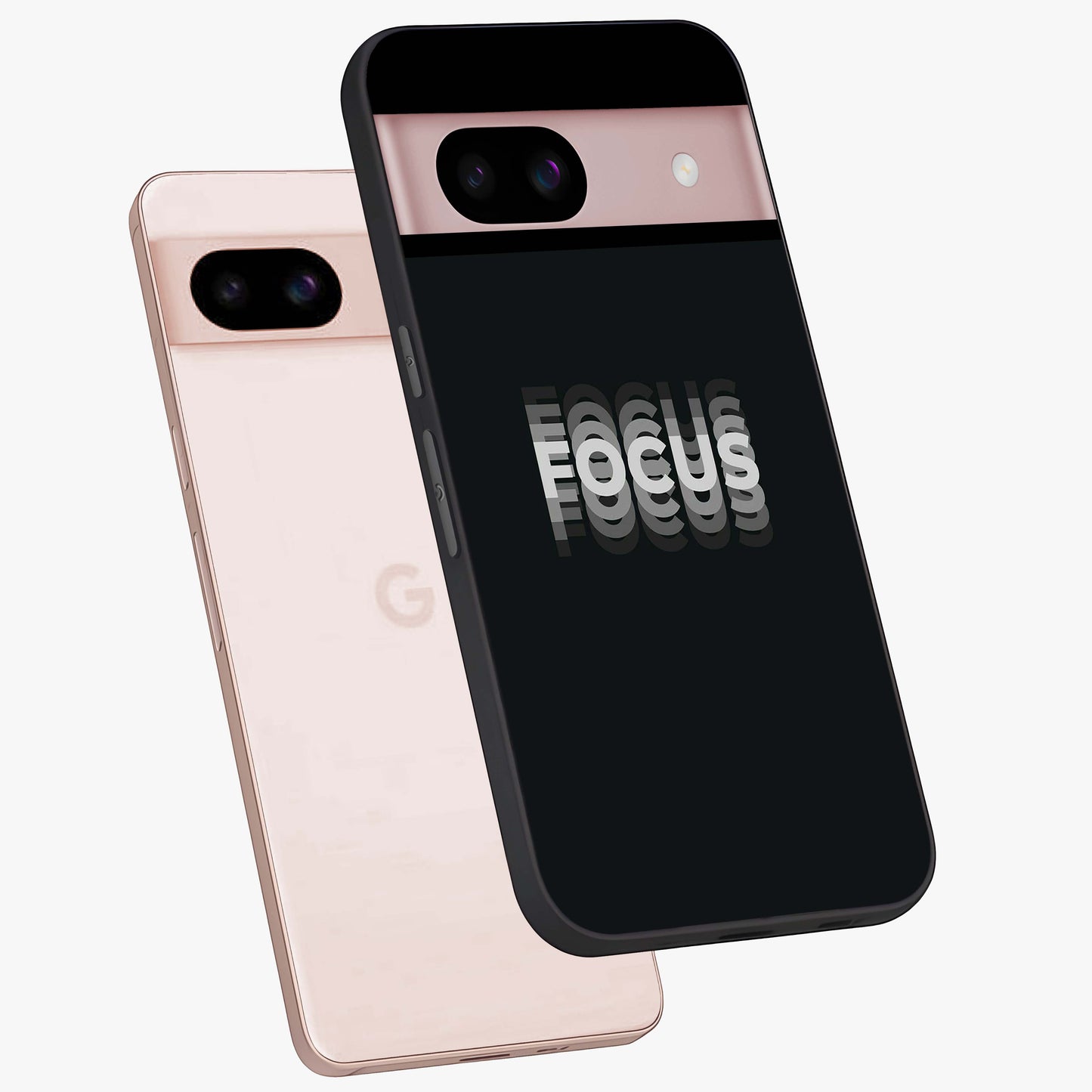Focus Mode On Glass Case displayed in angled mockup highlighting clean minimal text artwork with modern aesthetic style.