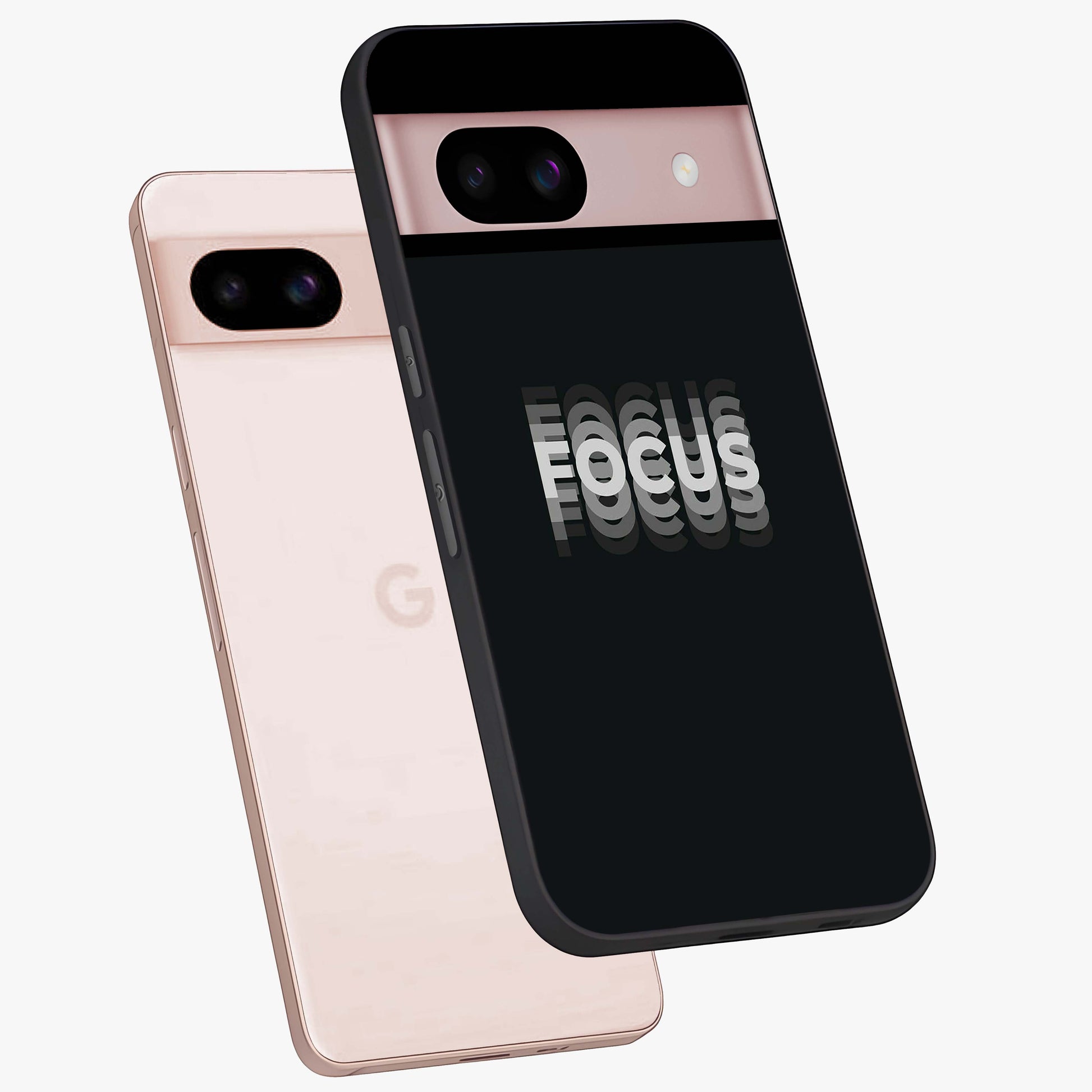 Focus Mode On Glass Case displayed in angled mockup highlighting clean minimal text artwork with modern aesthetic style.