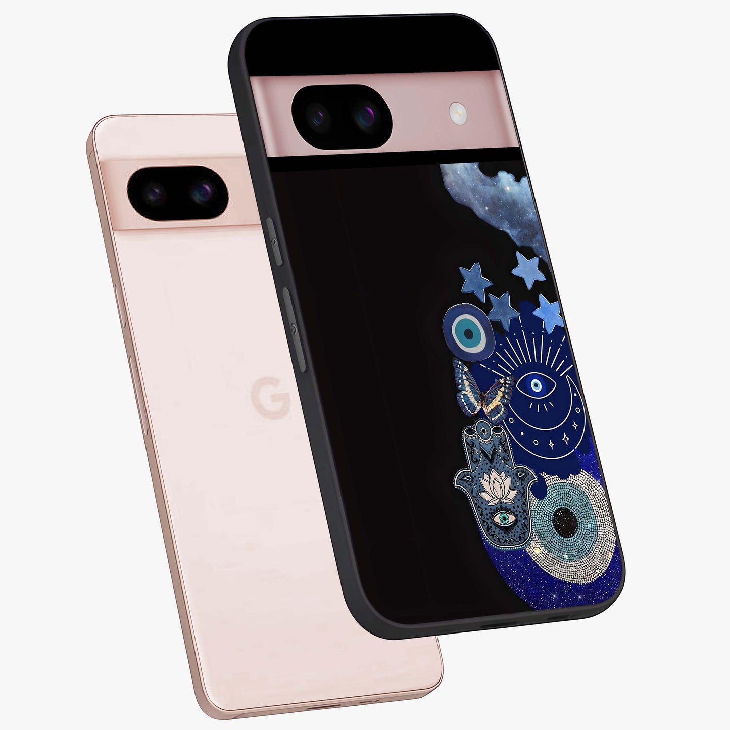 Galactic Charm Cluster Glass Case displayed in angled mockup highlighting luminous galaxy inspired design with dreamy aesthetic.