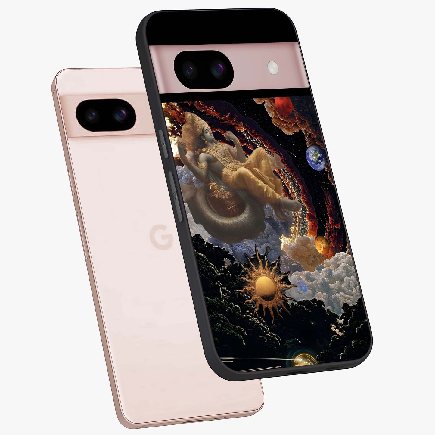Galactic Divine God Glass Case displayed in angled mockup highlighting powerful celestial deity illustration with galactic aesthetic.