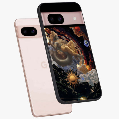 Galactic Divine God Glass Case displayed in angled mockup highlighting powerful celestial deity illustration with galactic aesthetic.